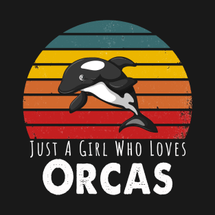 Just A Girl Who Loves Orcas Retro Vintage T-Shirt