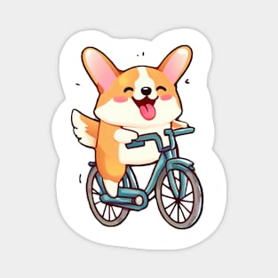 Happy Corgi on a Bike! Magnet