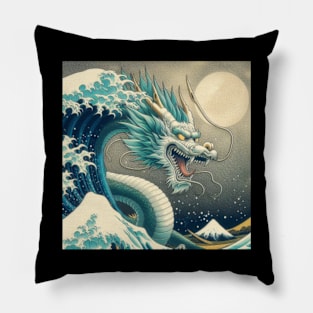 Shenron Katsushika Hokusai art style Pillow