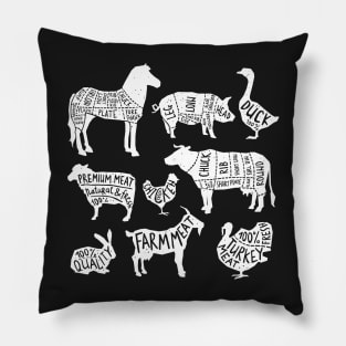 Farm Animals in Black and White Pillow