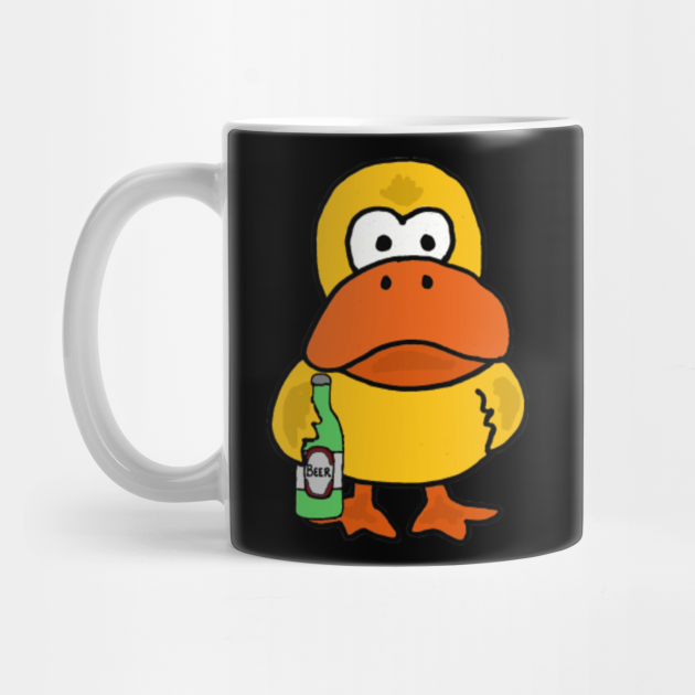 Funny Angry Duck Drinking Beer Cartoon Beer Mug Teepublic