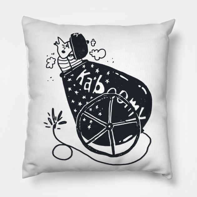 Kaboom Circus Illustration Pillow by Rachelle Maryse