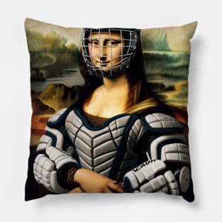 Mona Lisa Inspired - Funny Ice Hockey Pillow