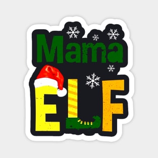 Mama Elf Snowlake Hat Red Holiday December Mama Magnet