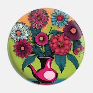 Retro vintage flower pot drawing Pin