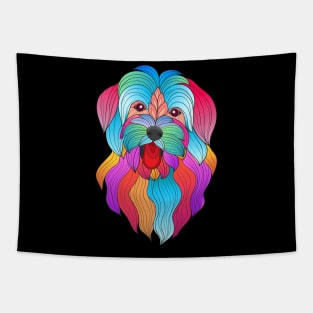 colored stylized dog head Tapestry