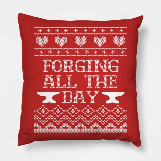 Ugly Forging Holiday Sweater design Pillow by Nice Surprise