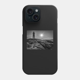 B&W of Iconic Lighthouse at Peggys Cove, Nova Scotia Phone Case