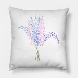 Larkspur, floral watercolor painting Pillow