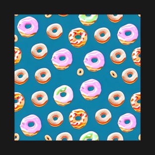 Variety Donuts on Teal - All Over Print Design T-Shirt