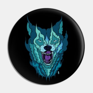 Vapor Wave Wolf Pin