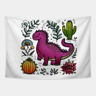 Dinosaur Doodle Art Tapestry