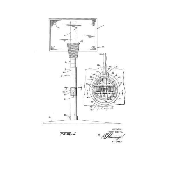 Adjustable Basketball Goal Vintage Patent Hand Drawing by TheYoungDesigns