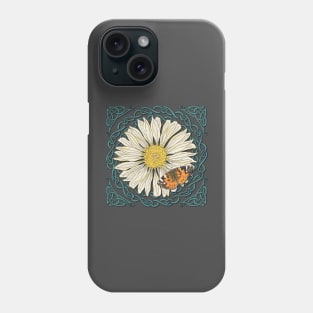 Celtic Daisy and Painted Lady Butterfly Phone Case