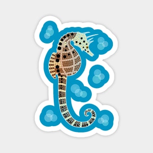 An illustration based on aboriginal style of dot painting depicting Seahorse Magnet