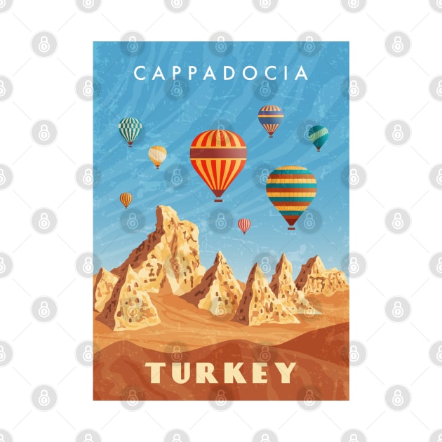 Turkey, Cappadocia - Retro travel minimalistic poster by GreekTavern