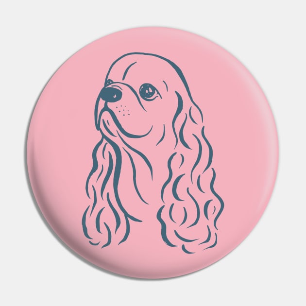 American Cocker Spaniel (Pink and Blue-Gray) Pin by illucalliart