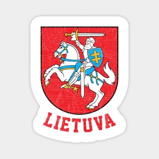 Lithuania - Vintage Distressed Style Crest Design Magnet