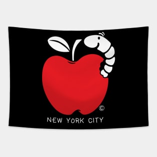 New York City Cute Wormy Apple Tapestry