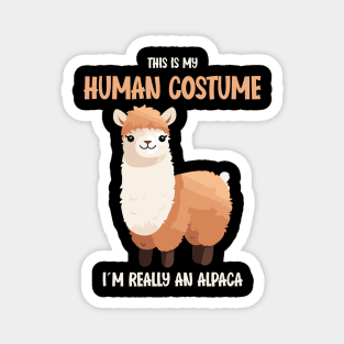 Cute Alpaca Halloween T-Shirt | This is My Human Costume Shirt | Funny Animal Lovers Season Outfit | Humorous Gift Idea Magnet