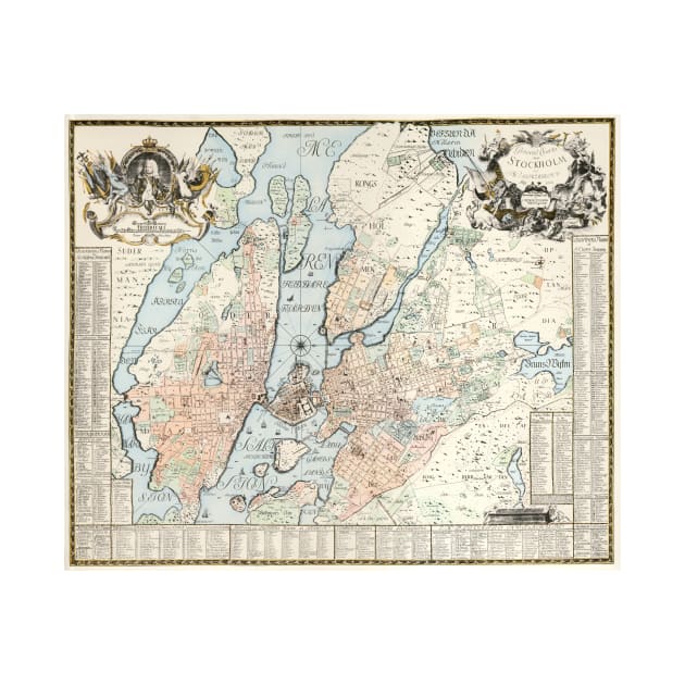 Vintage Map of Stockholm (1733) by Bravuramedia