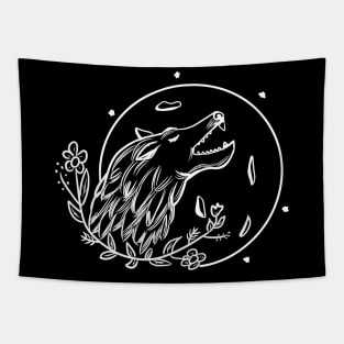 Wolf and full moon Tapestry