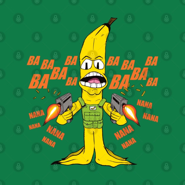 BA! BA! NANA! Funny Military Cartoon Banana! Food Fighter! by JonnyVsTees