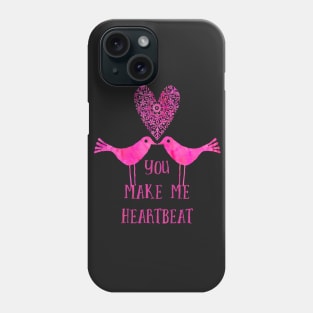 Heartbeat birds pink Phone Case