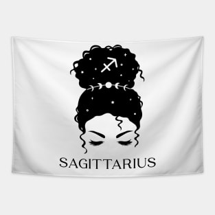 Messy Bun Celestial Queen: Sagittarius Zodiac Sign Tapestry