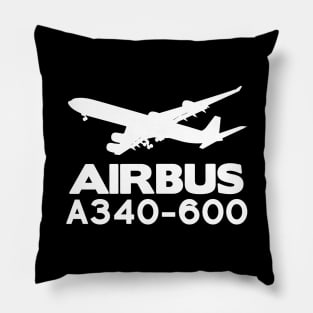 Airbus A340-600 Silhouette Print (White) Pillow