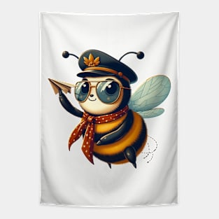 Funny cute bumblebee pilot Tapestry