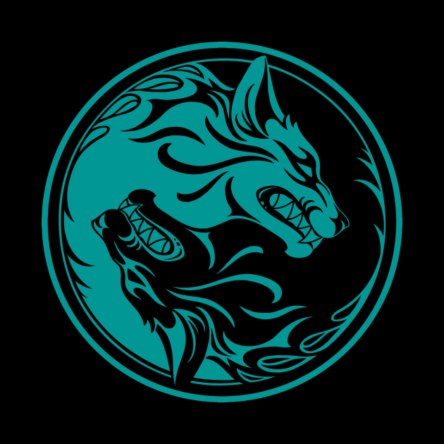 Blue and Black Yin Yang Wolves by jeffbartels