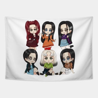 chibi style design of the group nmixx Tapestry