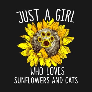 Just A Girl Who Loves Sunflowers And Cats T-Shirt