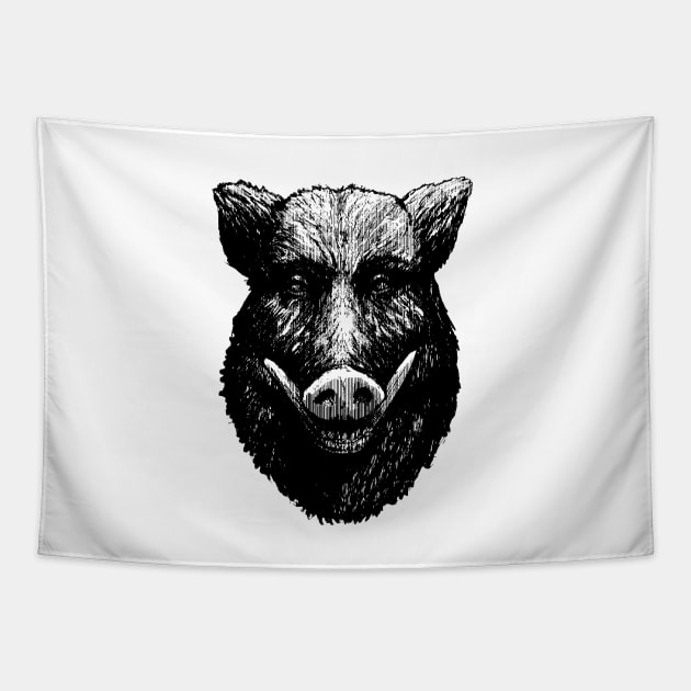 Wild Pig Tapestry by Moryart