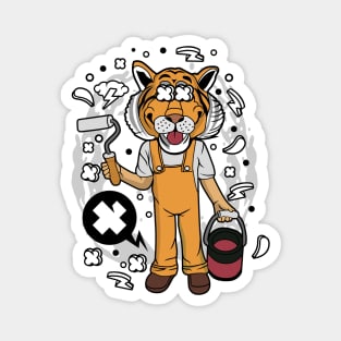Tiger Painter Illustration Magnet
