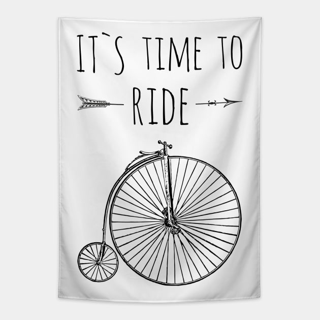 It`s tTime To Ride, Cycling themed tee Tapestry by FlyingWhale369