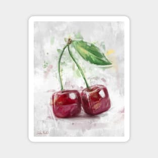 Cube Cherries Painted in a Contemporary Style Magnet