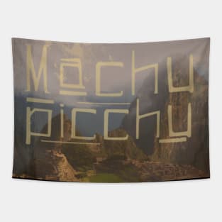 Machu Picchu peruvian retro travel poster Tapestry