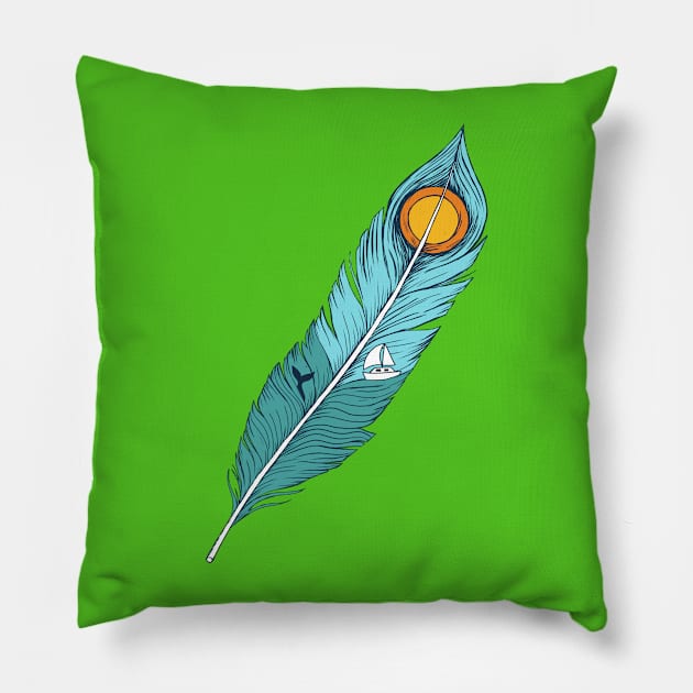 feather landscape Pillow by coffeeman