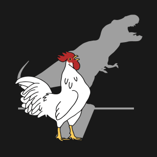 t-rex shadow white rooster crowing T-Shirt