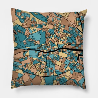 Dublin Map Pattern in Mid Century Pastel Pillow