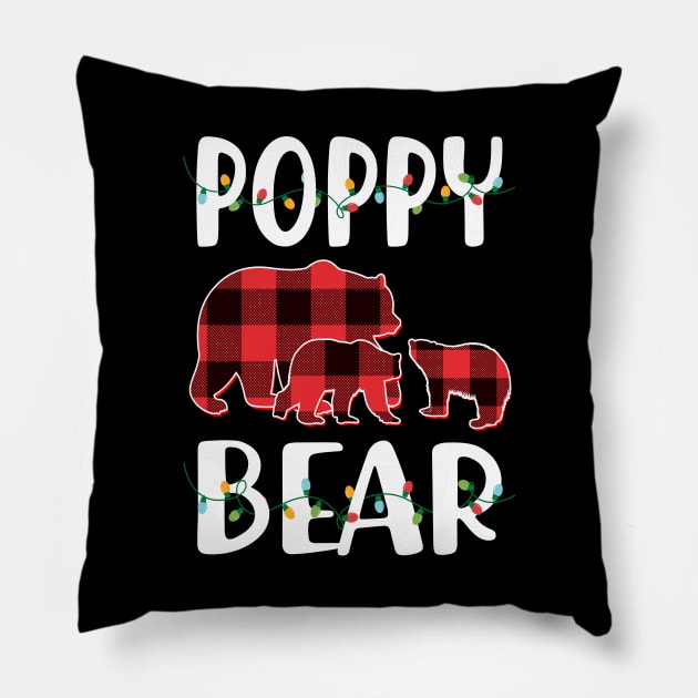 Poppy Bear Red Plaid Christmas Pajama Matching Family Gift Pillow by intelus