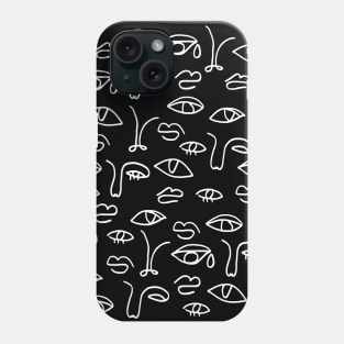 Minimal Abstract Linear Face Pattern Phone Case