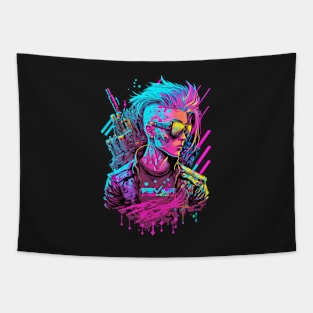 Neon Cyberpunk Hacker - V1.07 Tapestry