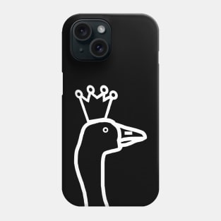 Minimal White Line Goose Wearing Stolen Crown Portrait Phone Case