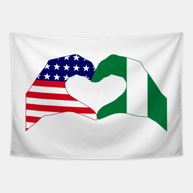 We Heart USA & Nigeria Patriot Flag Series Tapestry by Village Values