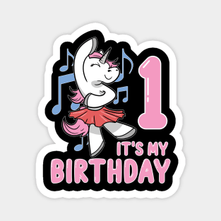 It's my First Birthday Unicorn Ballerina Magnet