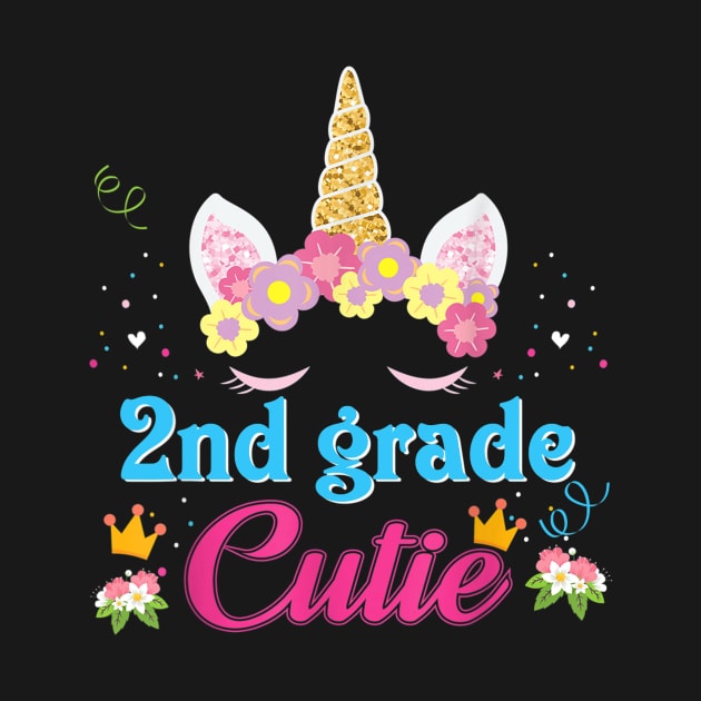 2nd Grade Cutie Magical Unicorn Girl Kid Back To School by FONSbually