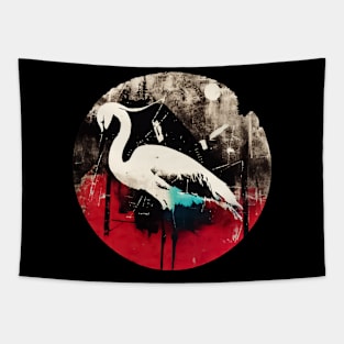 Heron Vintage abstract street art Tapestry